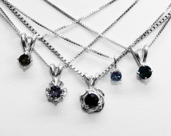 Color Changing Blue Garnet Pendants in Silver, Choice