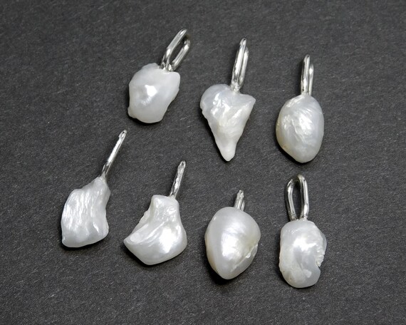 Rare, American Tennessee River, Natural Pearl Pendants in Silver, Choice