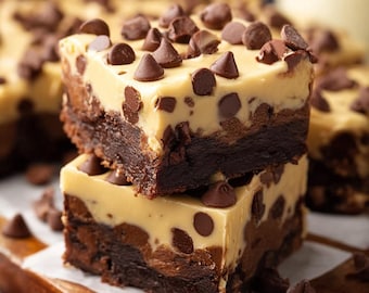 Receta de brownies de masa de galleta con chispas de chocolate / Descarga digital