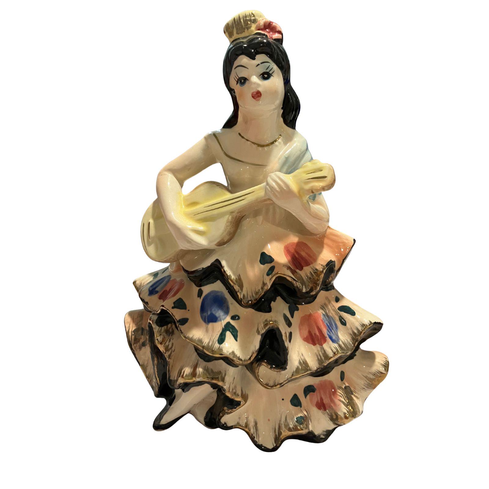Vintage Japanese Ceramic Flamenco Dancer Figurine - Made in Japan