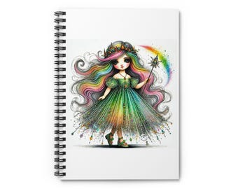 Rainbow Fairy Girl Spiral Notebook | Ruled Journal