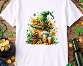Glücklicher Kobold Hut St Patricks Day T-Shirt Shamrock Irish Beer Tee