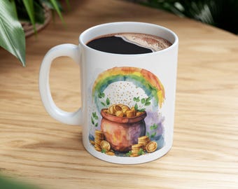 Watercolor Leprechaun Rainbow Mug | St. Patrick's Day Ceramic Mug