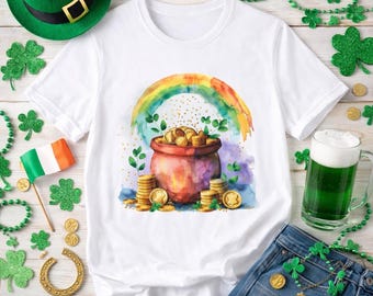 Pot of Gold Rainbow Lucky Coin Cauldron T-Shirt | St. Patrick's Day