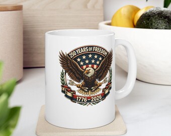 American Eagle Crest Ceramic Mug | Patriotic Coffee Cup