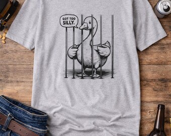 Goose Behind Bars T-Shirt | Funny Goose Illustration