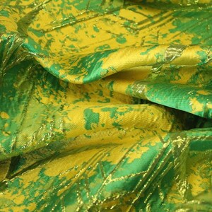 Lime Green Gold Agate Jacquard Fabric - Metallic Brocade By The Yard