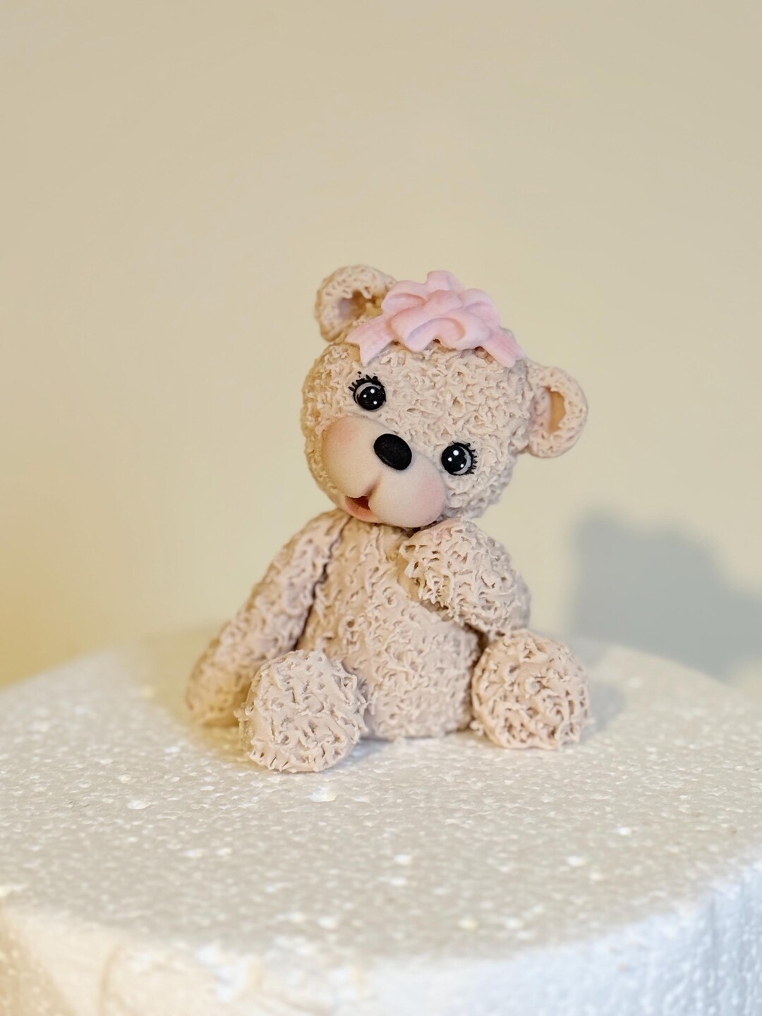 Teddy Bear Pink Bow Cake Topper - Etsy