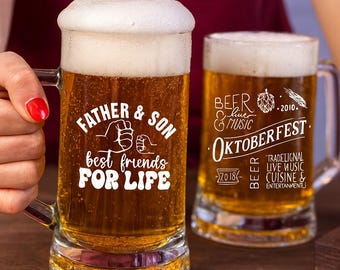 Vaso de cerveza personalizado: jarra de cerveza grabada a medida, regalo único para él, cumpleaños y inauguración de la casa.