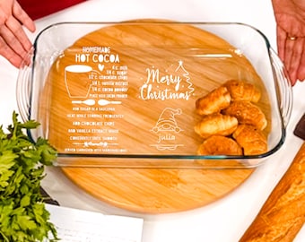 Fuente de vidrio grabada personalizada para hornear: bandeja personalizada con recetas escritas a mano, regalo para familiares y seres queridos