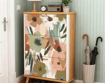 Shoe Cabinet with Storage, Modern Entryway Shoe Organizer, 3 Layer Shoe Rack Cabinet, Slim Shoe Storage Furniture for Small Spaces