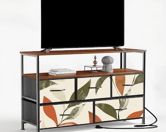 Rustic TV Stand Dresser with Storage, Wooden Media Console with 5 Drawers, Farmhouse Style TV Cabinet for Living Room