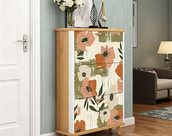 Shoe Cabinet Entryway Storage, Wooden Shoe Rack Organizer with Drawers, Rustic Hallway Furniture for Small Spaces