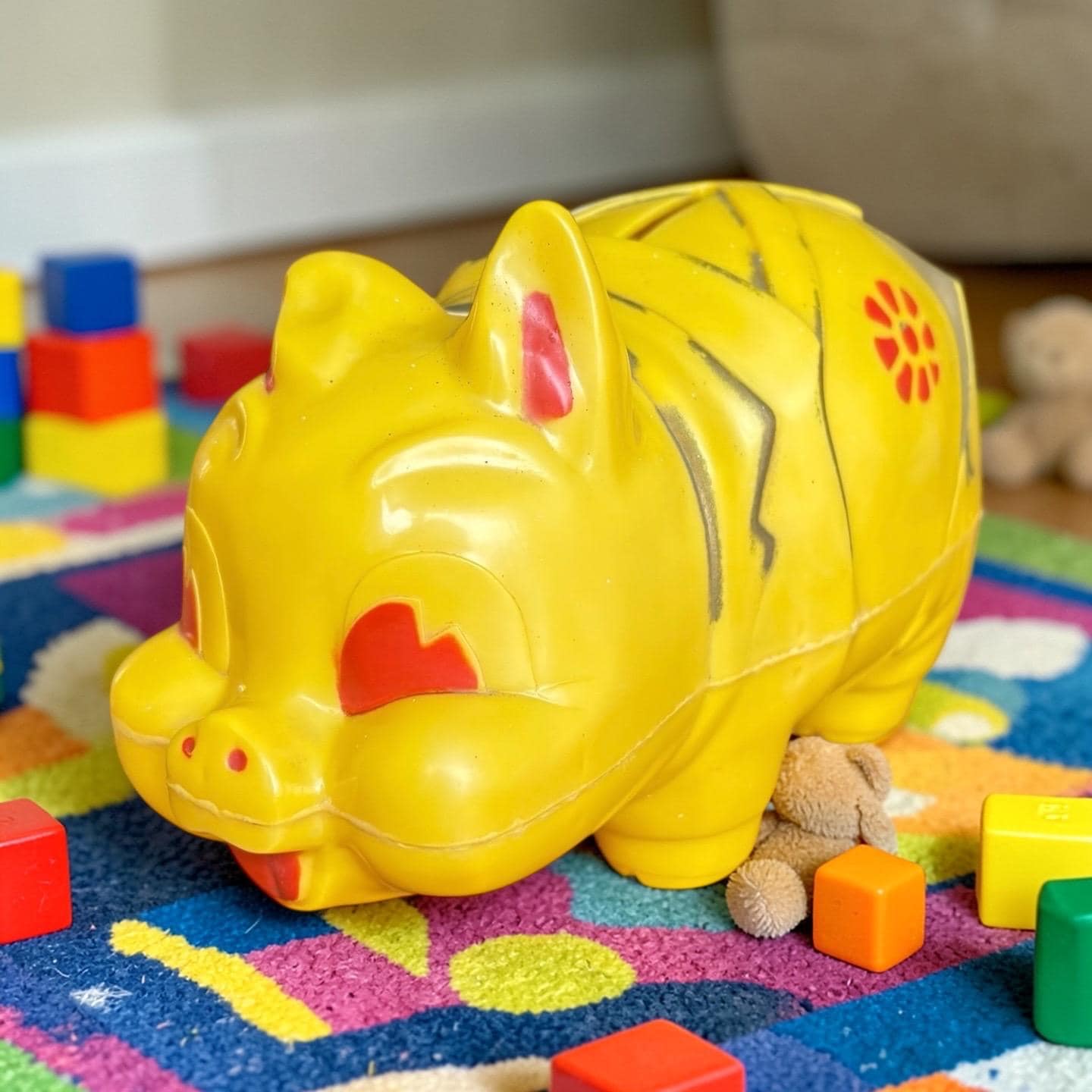 Yellow Vintage Plastic Piggy Bank - Etsy