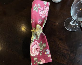 Vintage Brass Seashell Napkin Rings Set of 8