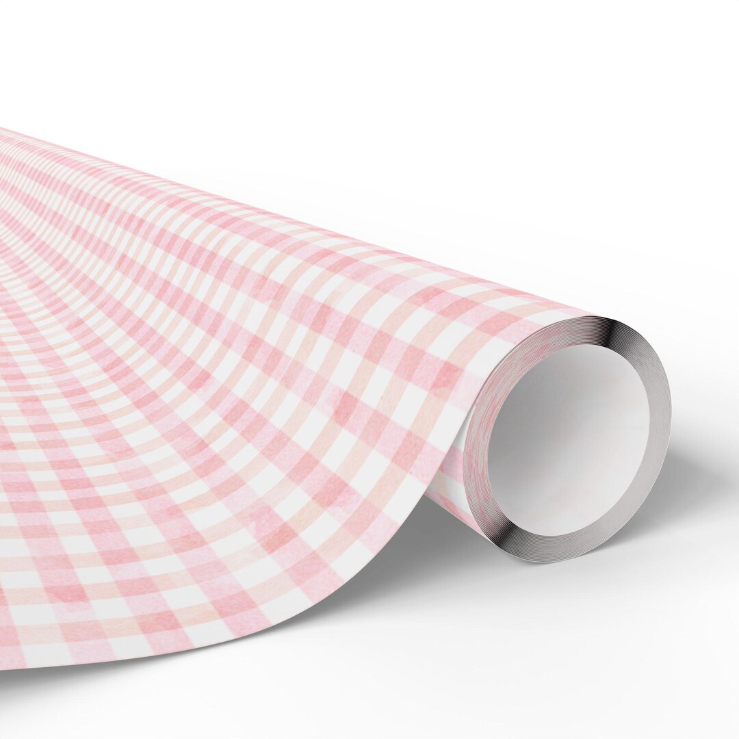 Pink Gingham Check Wrapping Paper | Holiday Gift Wrap Roll - Etsy