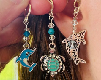 Dolphins and Crystal Turtle Charms for Hearing Aids