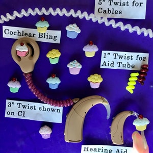 Hearing Aid Accessories and Cochlear Implant Accessories Cupcakes and Tube Twists image 1