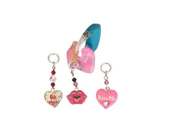 Conversation Hearts and Pink Lips Charms for Hearing Aids