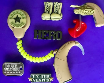 Hearing Aid Accessory or Cochlear Implant -Army and I want to be a....Football Player, Cowboy, Fireman Tube Treasures