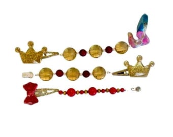 Gold and Red Glam - Hearing Aid Hair Clips - Hearing aid accessory & Cochlear Implant Accessory