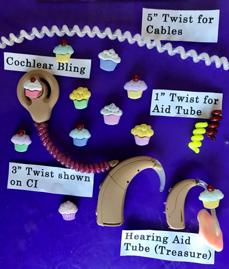 Hearing Aid Accessories and Cochlear Implant Accessories Cupcakes and Tube Twists image 1