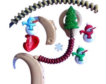 Hearing Aid Accessories (Tube Treasures) or Cochlear Implant Accessories (Cochlear Bling) - Snowmen