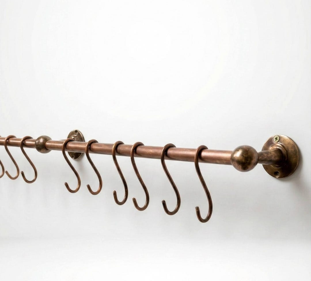 Handmade Solid Copper Hanging Rail With S-hooks – Rustic Kitchen ...