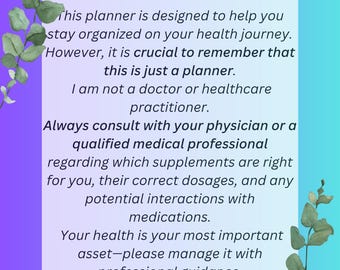 Undated Supplement Tracker, Printable Medication Log & Vitamin Planner, Daily Wellness Chart, Health Organizer PDF