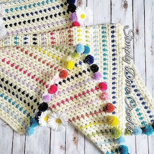 CROCHET PDF Blanket Pattern, Crochet Afghan, Home Decor, Baby Blanket, DIY Blanket, Colorful Striped Easy Simple Blanket Pattern