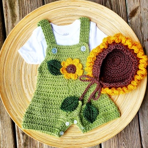 PDF Crochet Pattern, SUNFLOWER Newborn Photo Prop, Baby Jumper, Newborn Photography, DIY Pattern, Kids Clothing, Baby Accessories