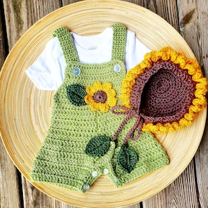 PDF Crochet Pattern, SUNFLOWER Newborn Photo Prop, Baby Jumper, Newborn Photography, DIY Pattern, Kids Clothing, Baby Accessories