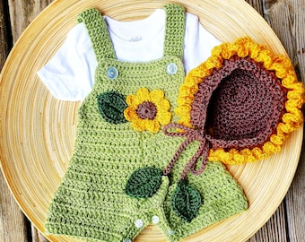 PDF Crochet Pattern, SUNFLOWER Newborn Photo Prop, Baby Jumper, Newborn Photography, DIY Pattern, Kids Clothing, Baby Accessories