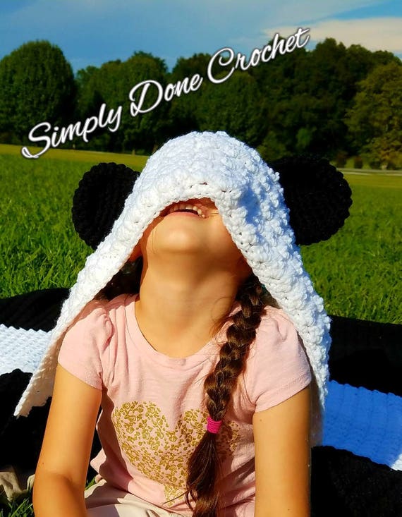 Crochet Panda Hooded Blanket Wrap Pattern PDF Pattern DIY