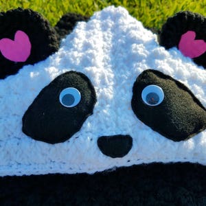 Crochet Panda Hooded Blanket Wrap Pattern, PDF Pattern, DIY, Crochet Panda Afghan, Black and White Panda Blanket, Crochet Kids Gift image 5