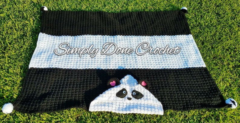 Crochet Panda Hooded Blanket Wrap Pattern, PDF Pattern, DIY, Crochet Panda Afghan, Black and White Panda Blanket, Crochet Kids Gift image 3