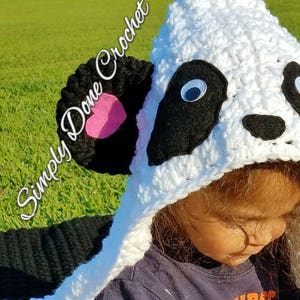 Crochet Panda Hooded Blanket Wrap Pattern, PDF Pattern, DIY, Crochet Panda Afghan, Black and White Panda Blanket, Crochet Kids Gift image 2
