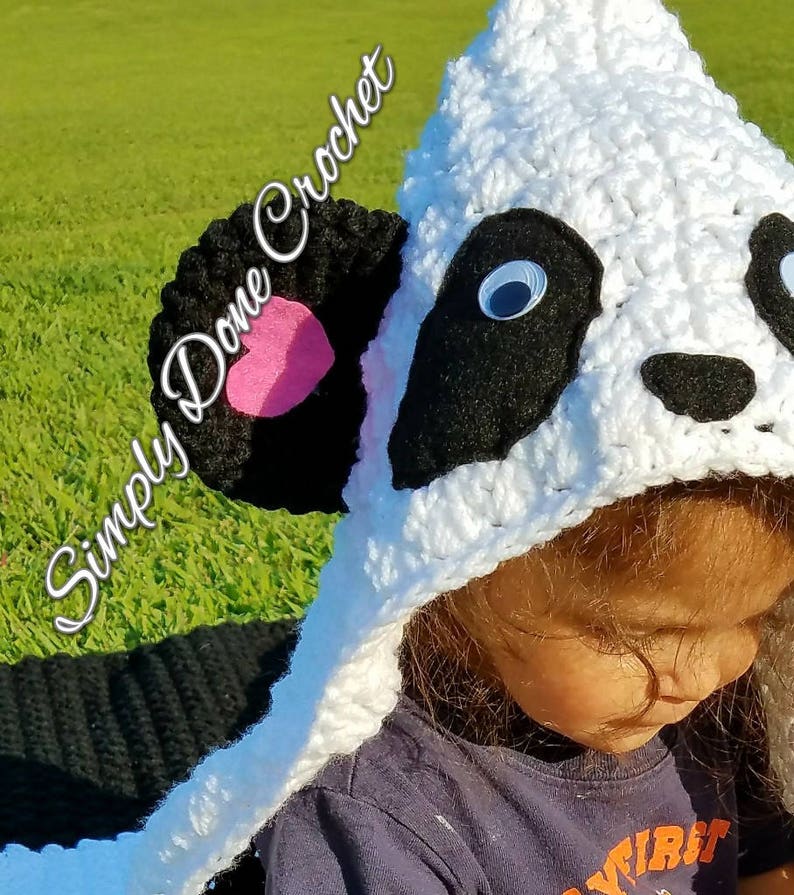 Crochet Panda Hooded Blanket Wrap Pattern, PDF Pattern, DIY, Crochet Panda Afghan, Black and White Panda Blanket, Crochet Kids Gift image 2