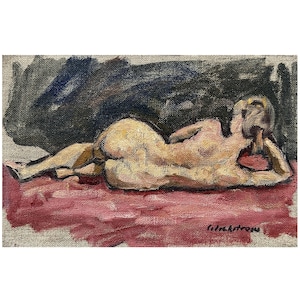 Pintura de figura humana - Pequeño desnudo reclinado - Óleo sobre lienzo de 6x9 pulgadas