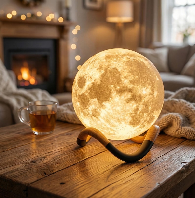 Archivo STL de lámpara lunar: Modelo lunar digital (escalable, sin soporte)