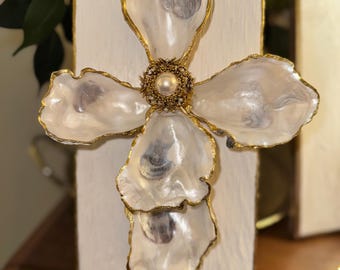 Oyster Shell Cross Art