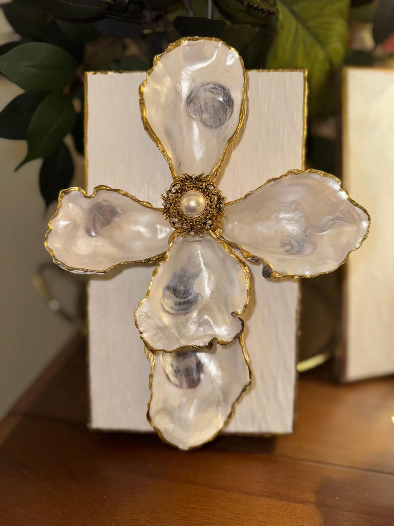 Oyster Shell Cross Art - Etsy