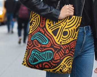 Pop Abstract Pattern Tote Bag | All-Over Print