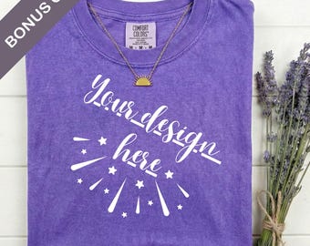 Comfort Colors 1717 Violet Mockup Flat Lay