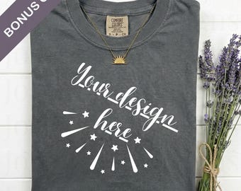 Comfort Colors 1717 Pepper Mockup Flat Lay