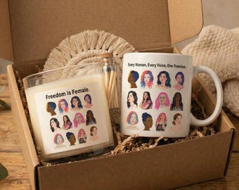 Feminist Gift Set | "Freedom is Female" Candle & Mug Bundle | International Women's Day Gift | Empowerment Care Package