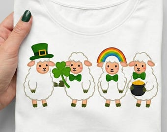Cute St. Patrick's Day Sheep PNG | Irish Lamb Clipart | Rainbow & Pot of Gold Sublimation Design | Lucky Shamrock Digital Download for Craft