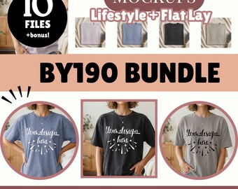 BY190 Mockup Bundle Lifestyle and Folded Tshirts
