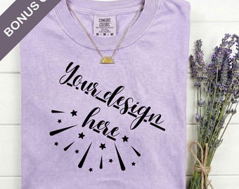 Comfort Colors 1717 Orchid Mockup Flat Lay