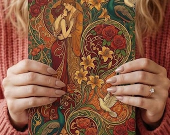 Customizable Romantic Art Nouveau Couple Journal – Wedding or Anniversary Gift, Hardcover Love Letters Notebook, Vintage Floral Style
